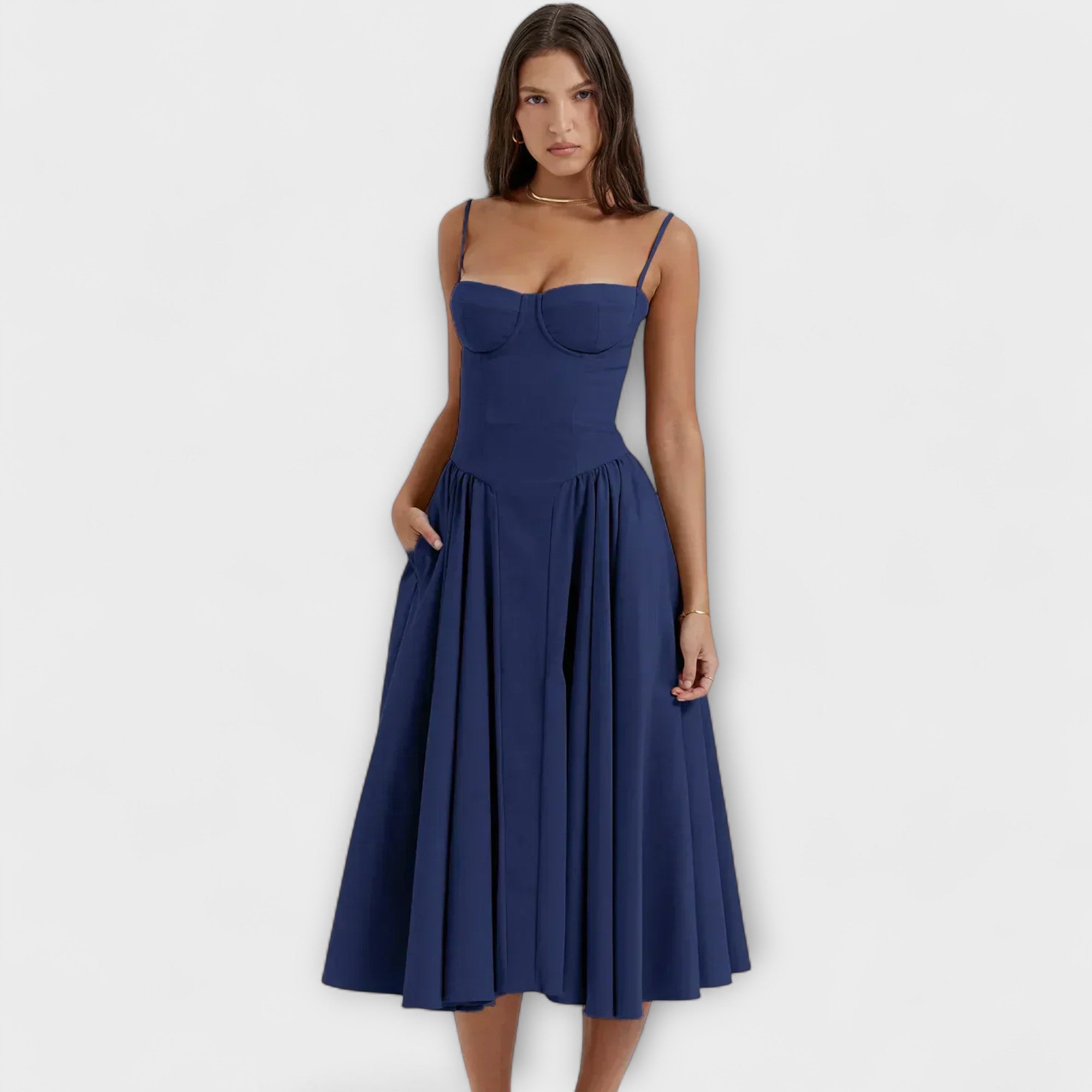 Rosalie - Elegantní bezrukávový korzetový šaty