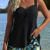 Rocío™ | pruhovaný tankini s dvoudílným spodním dílem
