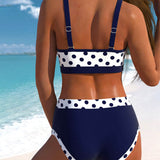 Natalia™ | Bikiny s vysokým pasem, pruhy a patchworkový vzor