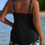Rocío™ | pruhovaný tankini s dvoudílným spodním dílem