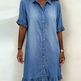 Vara™ | Comfortabele Denim Jurk met Flatterende Rimpeling