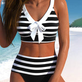Martina™ | pruhované bikiny s vysokým pasem