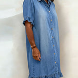 Vara™ | Comfortabele Denim Jurk met Flatterende Rimpeling