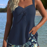 Rocío™ | pruhovaný tankini s dvoudílným spodním dílem