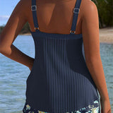 Rocío™ | pruhovaný tankini s dvoudílným spodním dílem