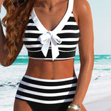 Martina™ | pruhované bikiny s vysokým pasem